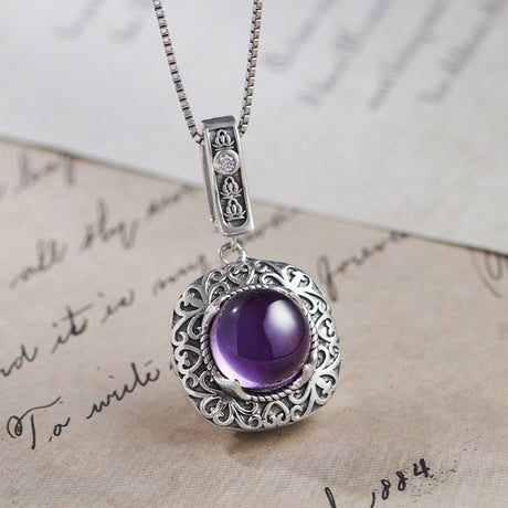 925 Silver Amethyst Necklace Pendant February Birthday gift